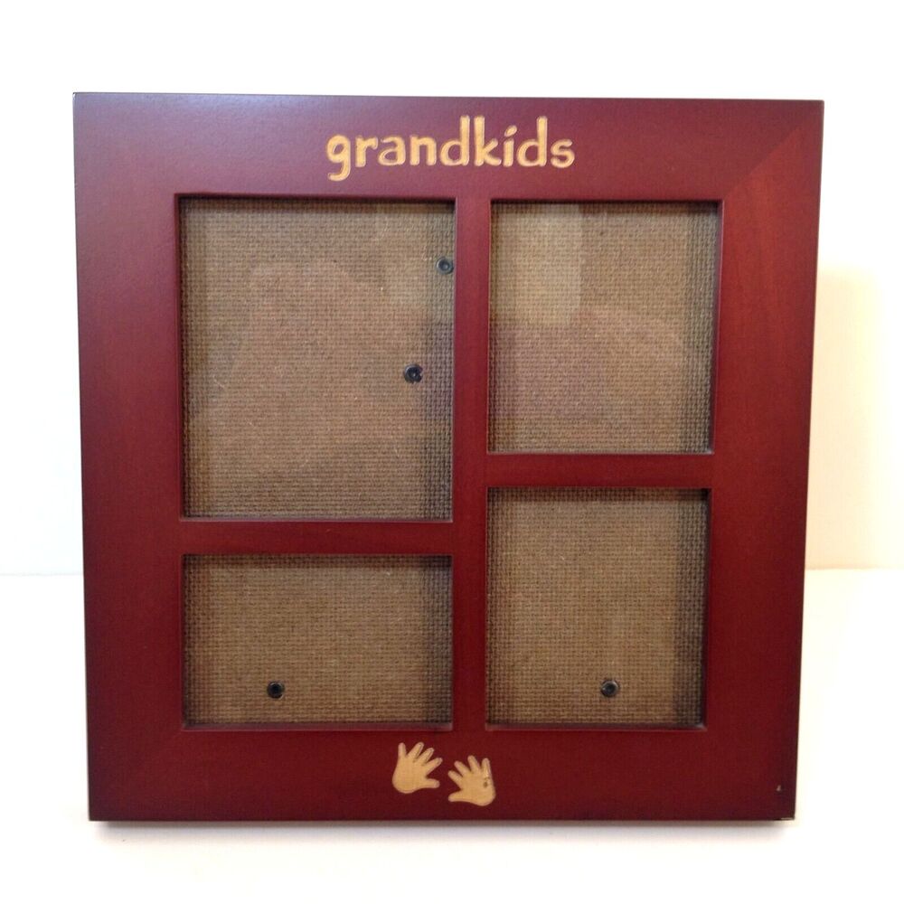 Grandkids Picture Frame 8.25" Square Cherry Stand or Hang by Rare Woods 4 photos